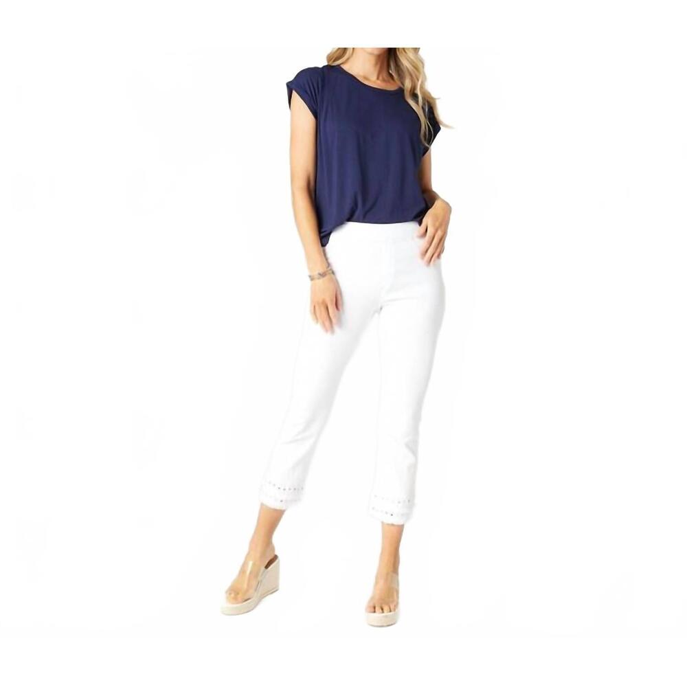 NEW COCO + CARMEN omg crop with embroidered eyelet trim jeans in white